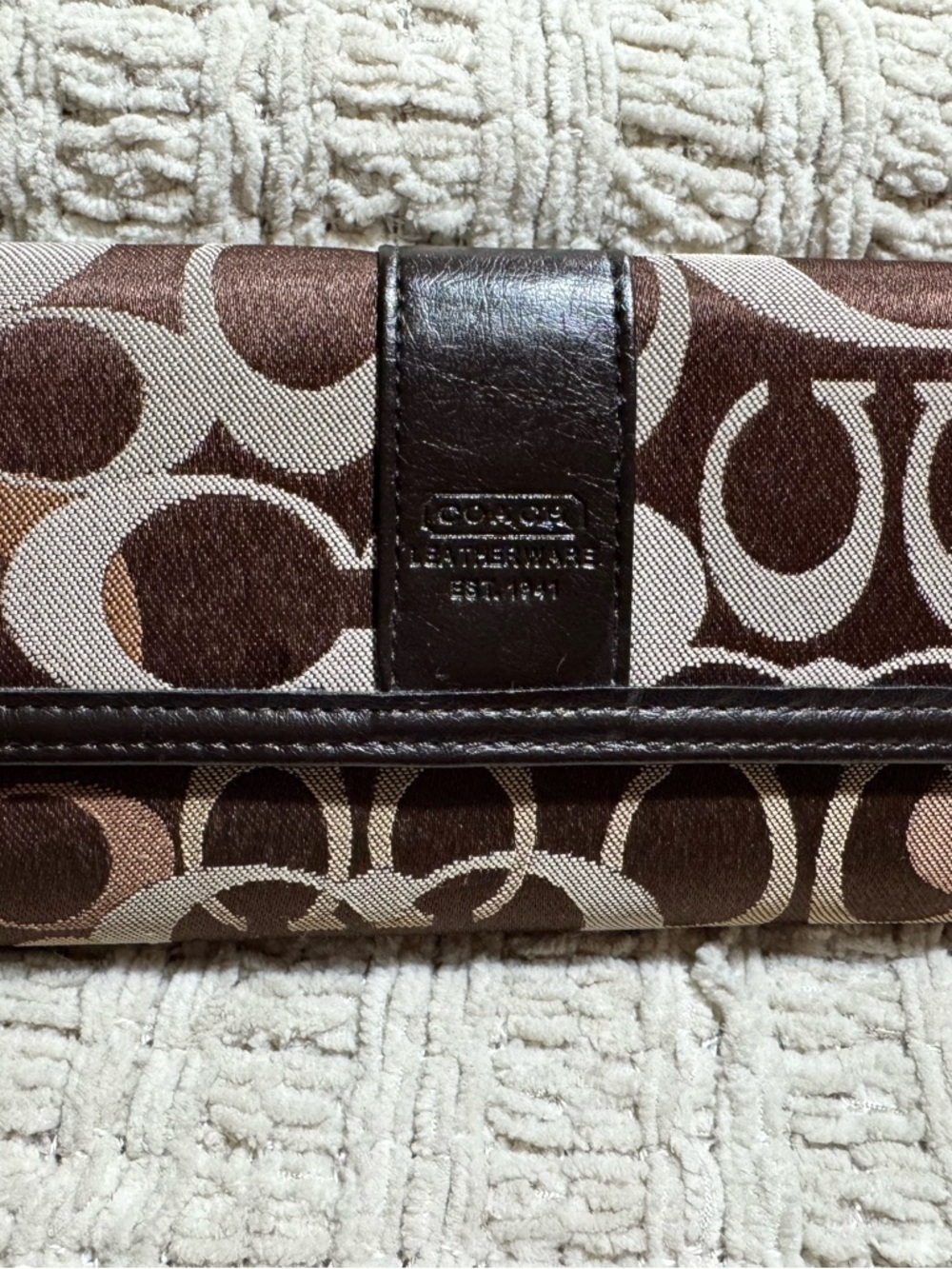 Coach Brown and Beige Signature Canvas Wallet